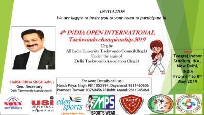 4th India open international Taekwondo championship-2019,4th India open international Taekwondo championship-2019